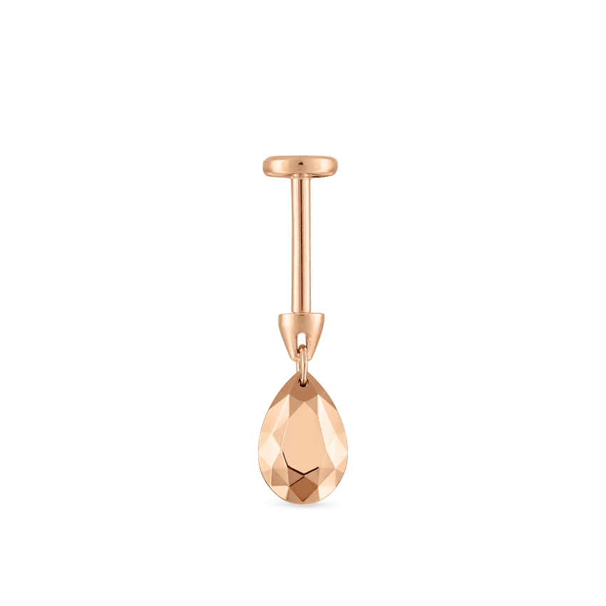Faceted Gold Pear Threaded Charm Earring With Titanium Backing - Image 35