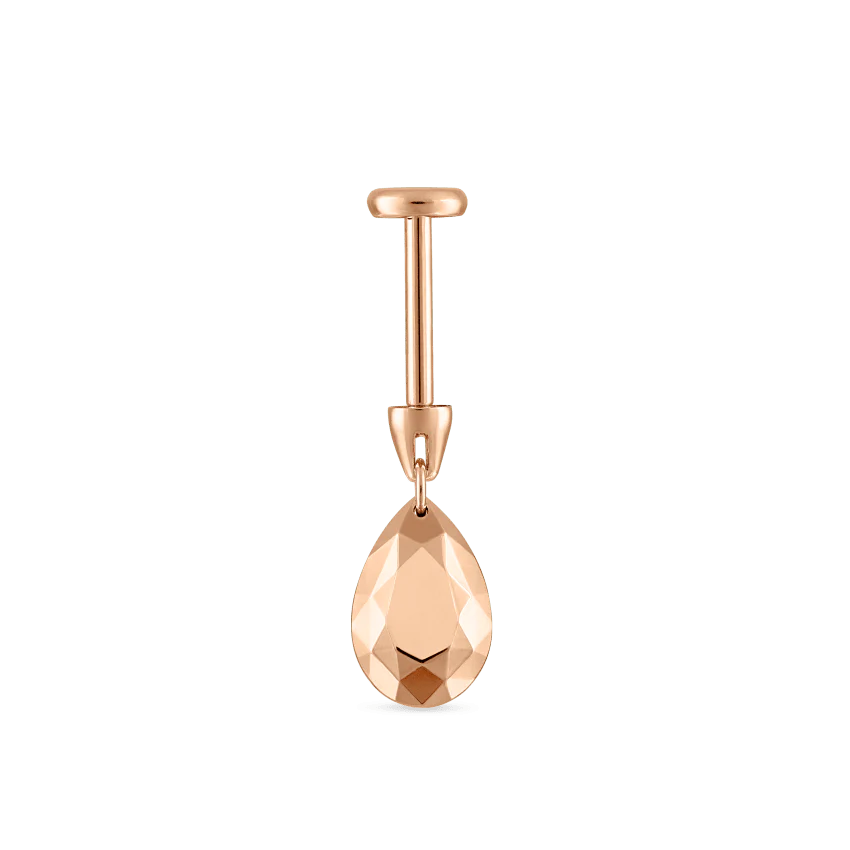 Faceted Gold Pear Threaded Charm Earring With Titanium Backing - Image 40