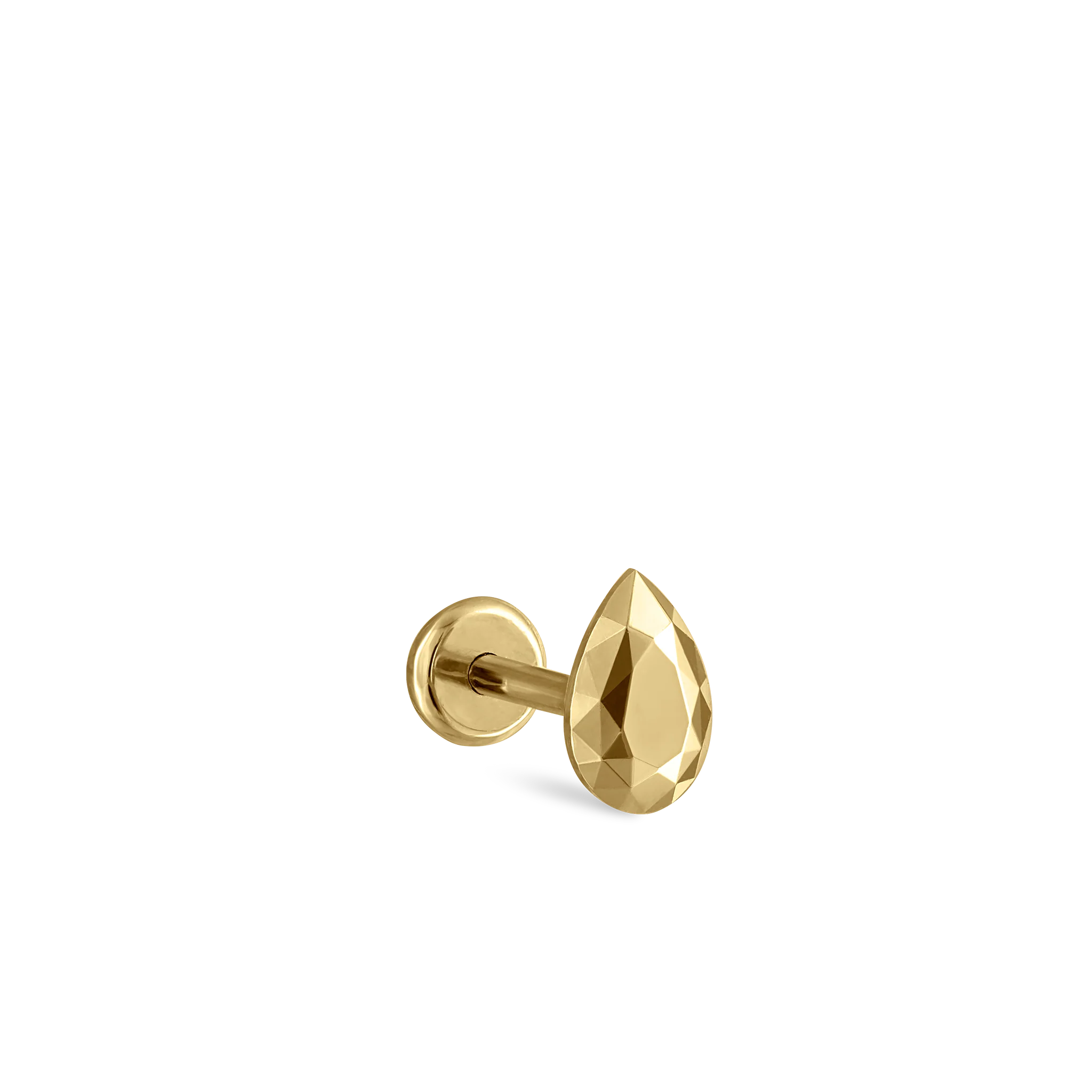 Faceted Gold Pear Threaded Stud Earring - Image 41