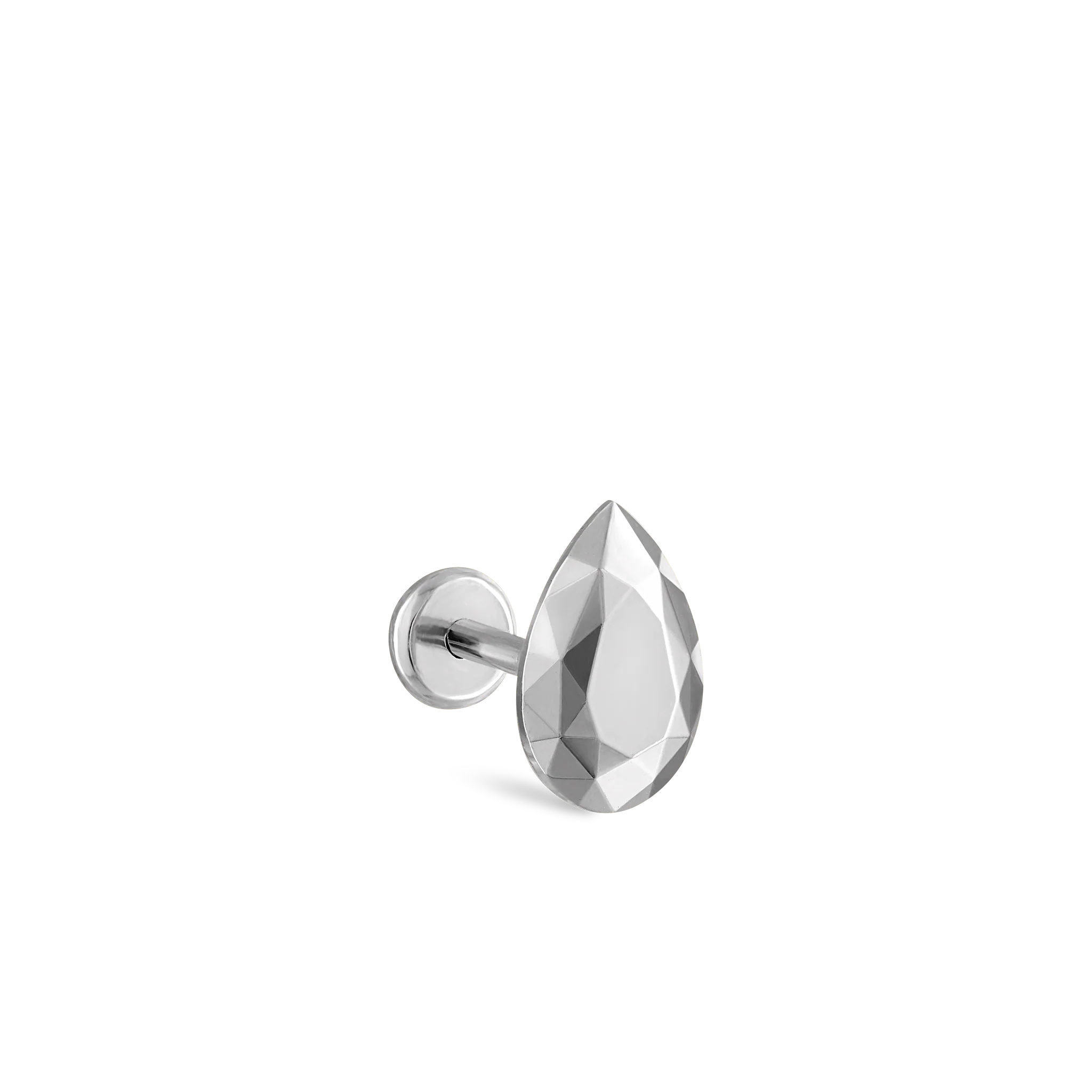 Faceted Gold Pear Threaded Stud Earring - Image 46