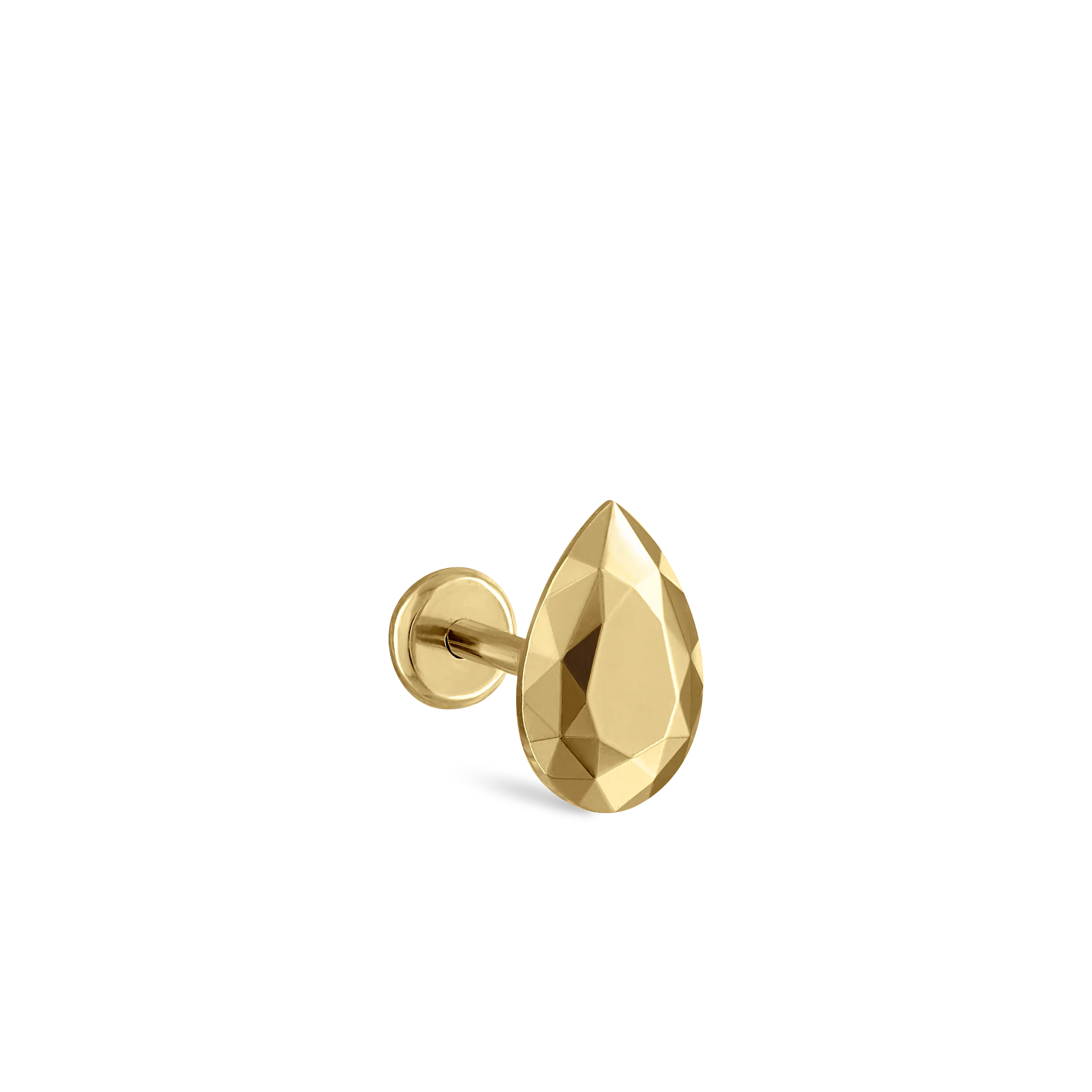 Faceted Gold Pear Threaded Stud Earring - Image 47