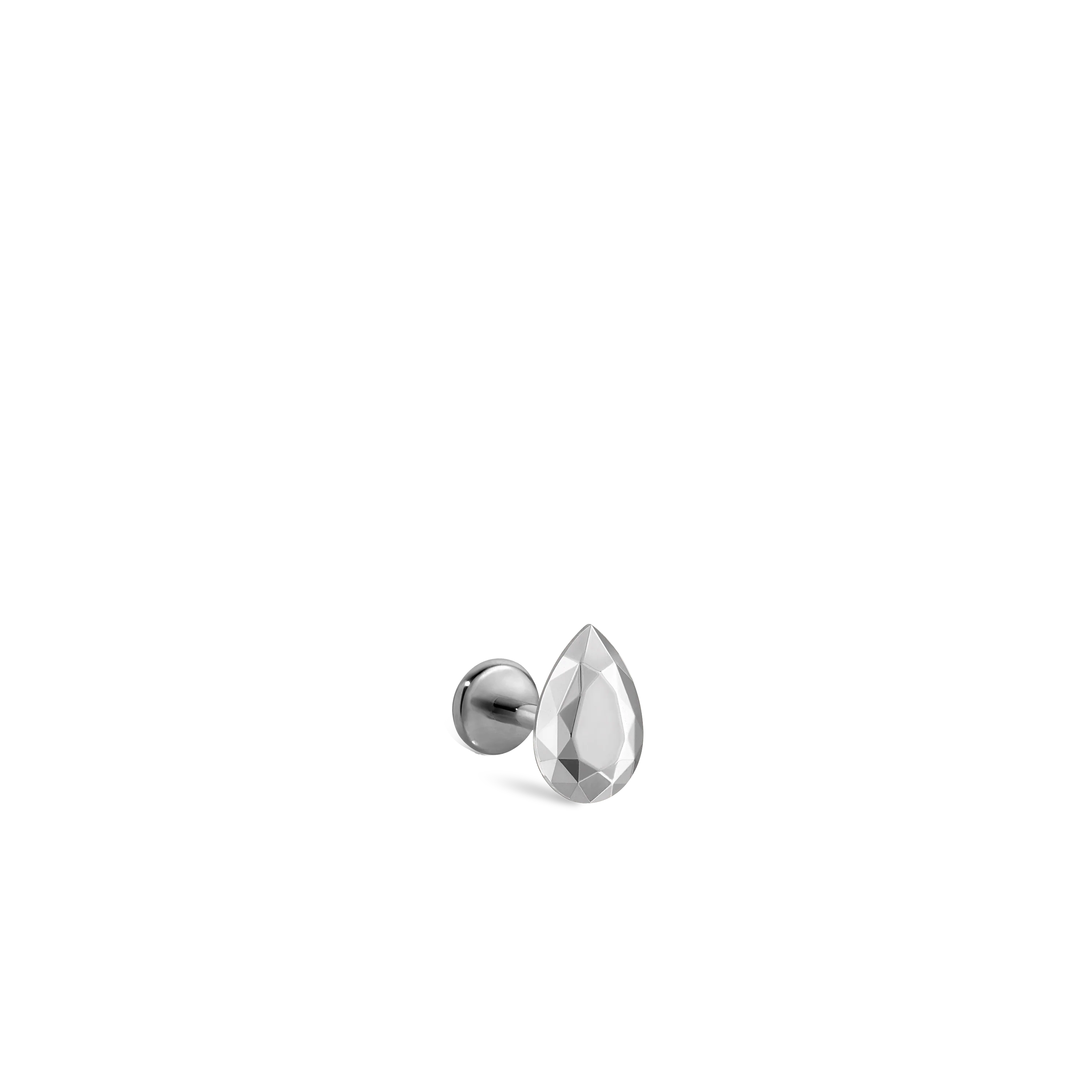 Faceted Gold Pear Threaded Stud Earring With Titanium Backing - Image 5
