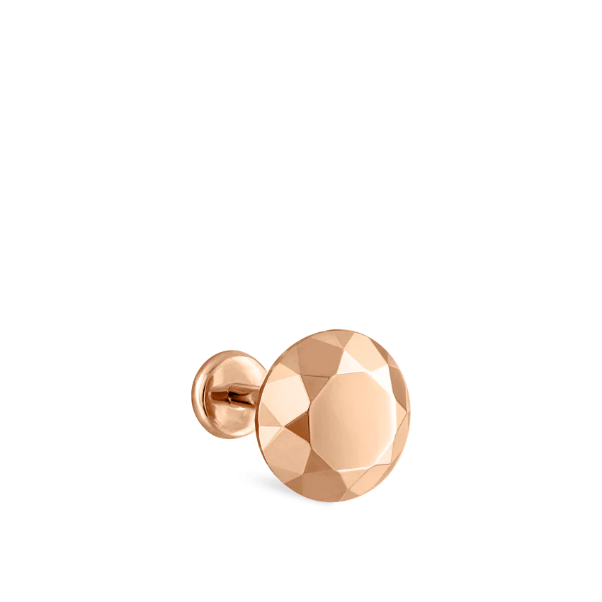 Faceted Gold Round Threaded Stud Earring - Image 7