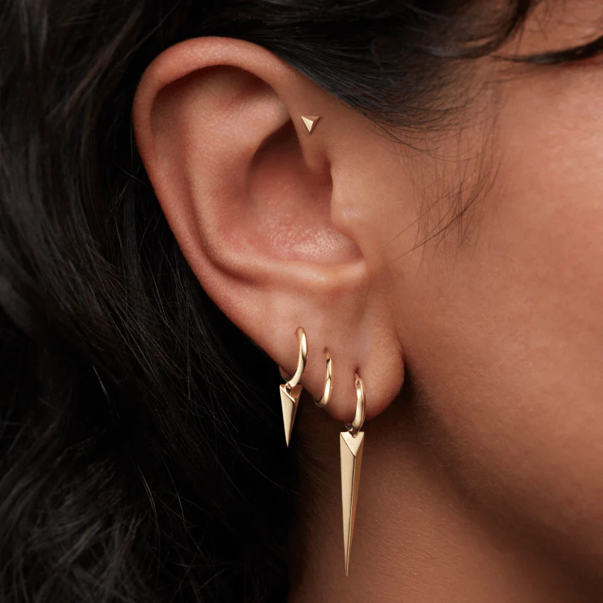Faceted Single Long Spike Hoop Earring - Image 12