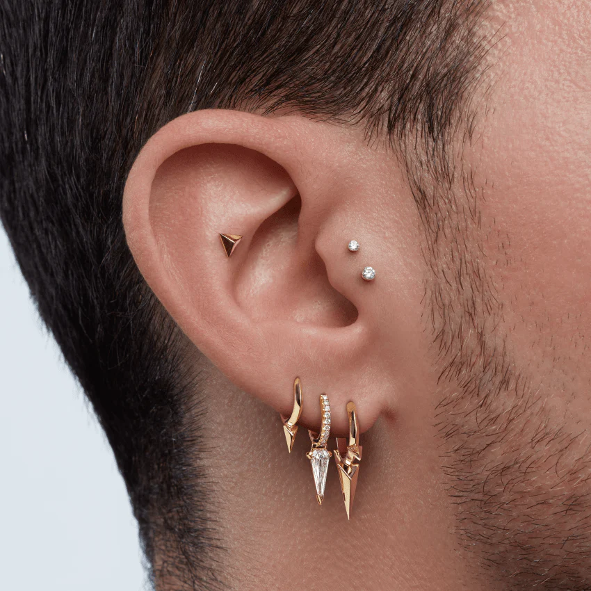 Faceted Single Short Spike Hoop Earring - Image 25