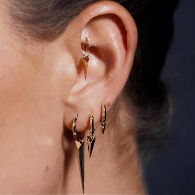 Faceted Single Short Spike Hoop Earring - Image 31