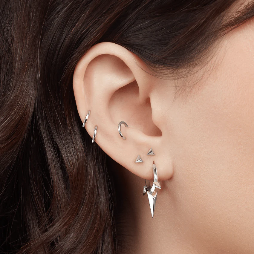 Faceted Triangle Threaded Stud Earring With Titanium Backing - Image 46
