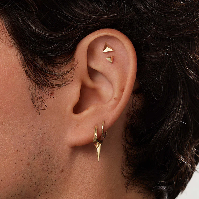 Faceted Triangle Threaded Stud Earring With Titanium Backing - Image 55