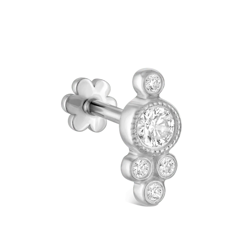 Five Diamond Trinity Threaded Stud Earring - Image 2