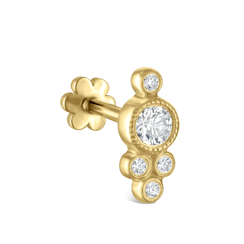 Five Diamond Trinity Threaded Stud Earring - Image 4