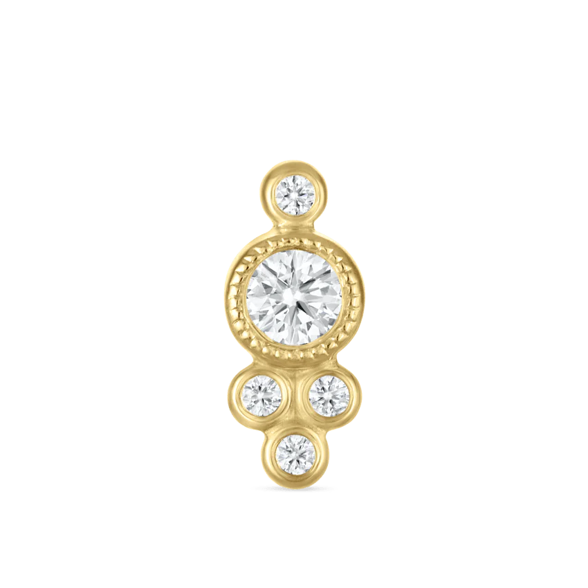 Five Diamond Trinity Threaded Stud Earring - Image 5