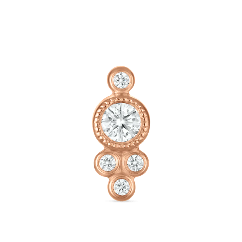 Five Diamond Trinity Threaded Stud Earring - Image 7