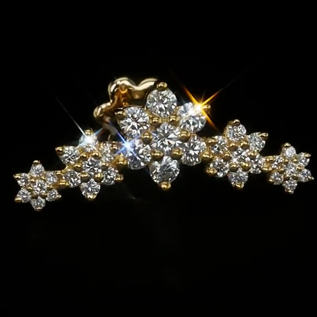 Five Flower Garland Diamond Threaded Stud Earring - Image 6
