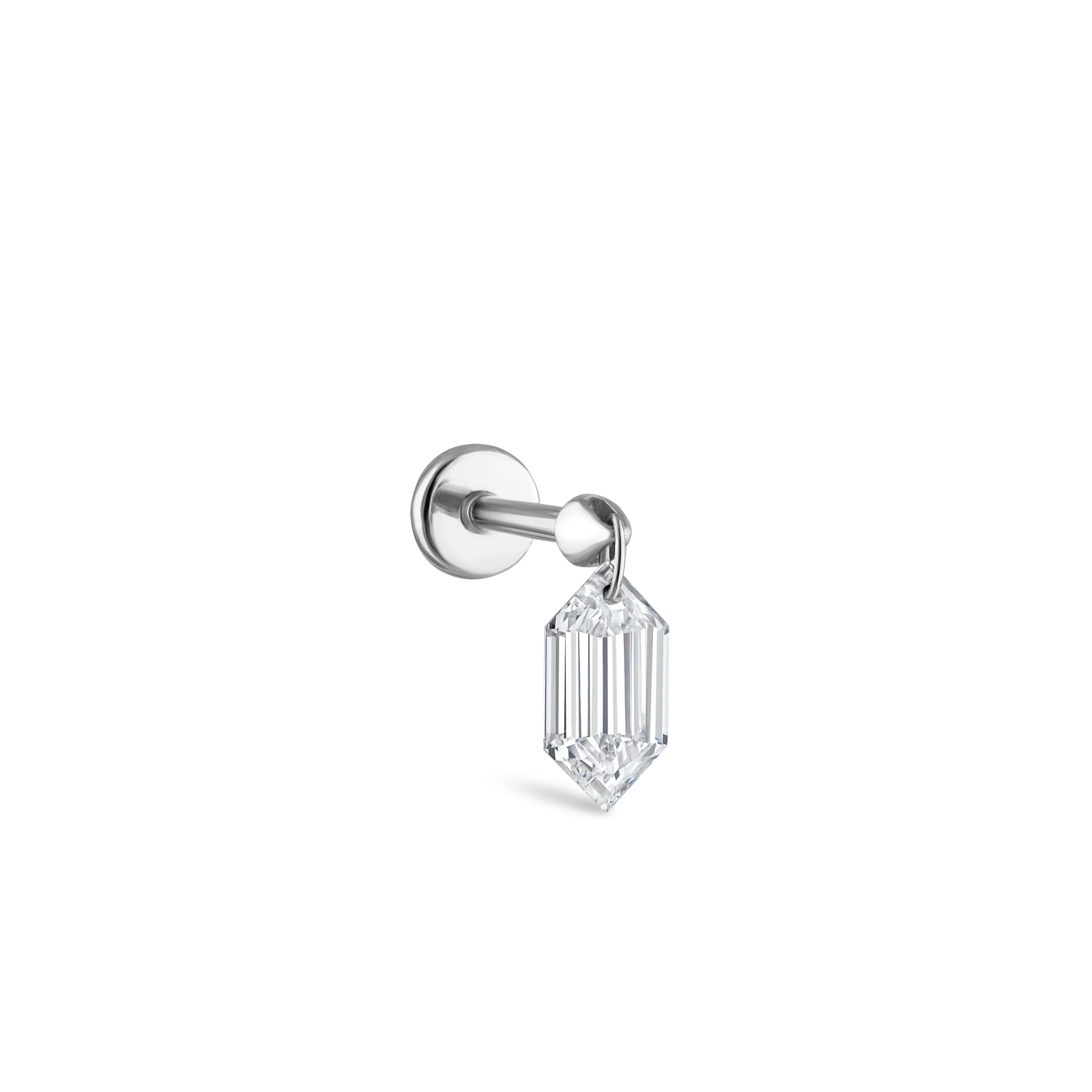 Floating Chevronelle Cut Diamond Threaded Stud Earring - Image 6