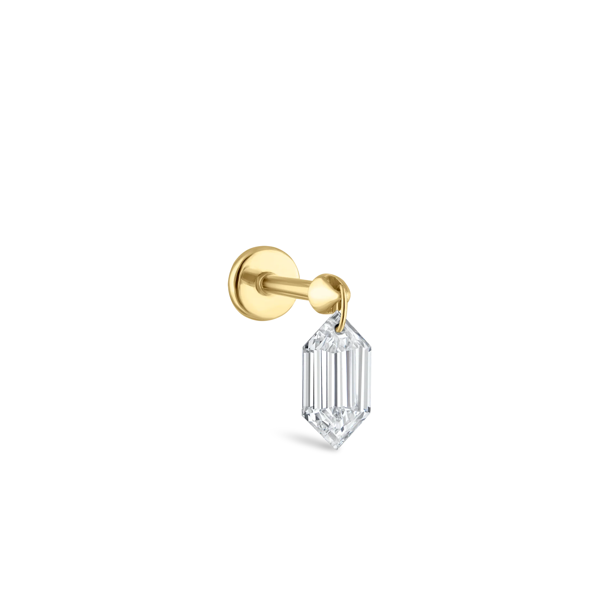 Floating Chevronelle Cut Diamond Threaded Stud Earring - Image 7