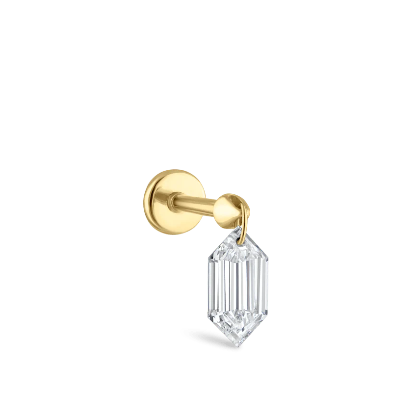 Floating Chevronelle Cut Diamond Threaded Stud Earring With Titanium Backing - Image 4