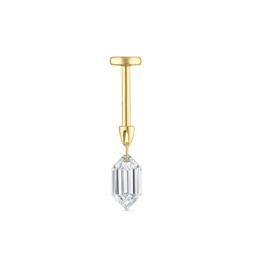 Floating Chevronelle Cut Diamond Threaded Stud Earring With Titanium Backing - Image 5