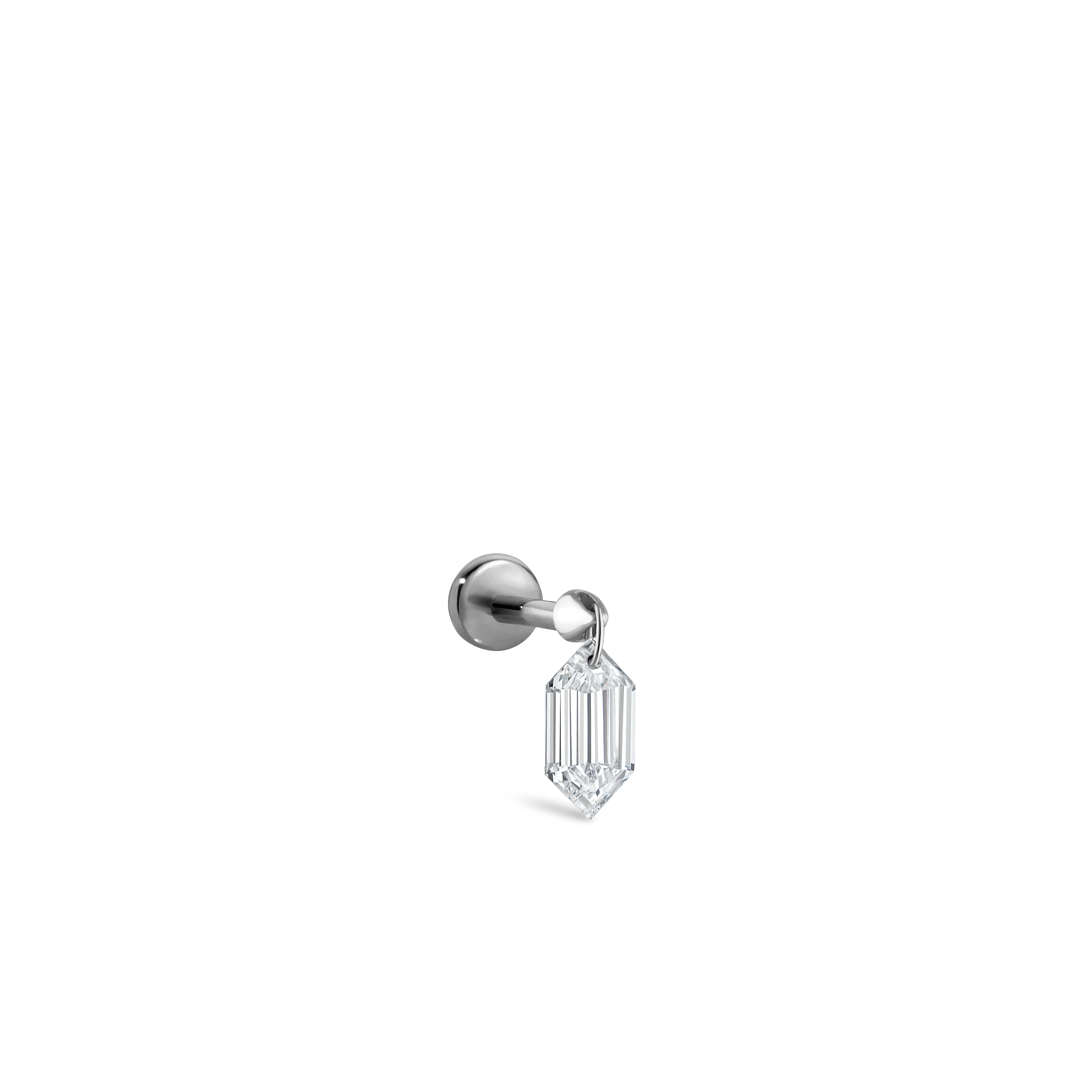 Floating Chevronelle Cut Diamond Threaded Stud Earring With Titanium Backing - Image 6
