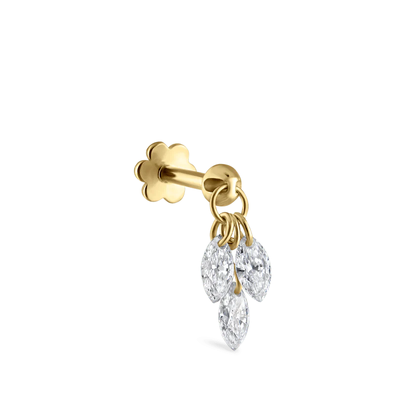 Floating Diamond Plume Threaded Charm Earring - Image 17