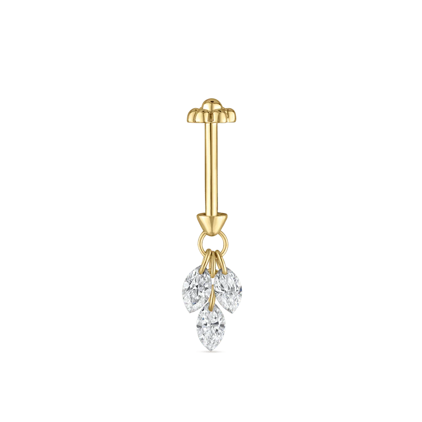 Floating Diamond Plume Threaded Charm Earring - Image 18