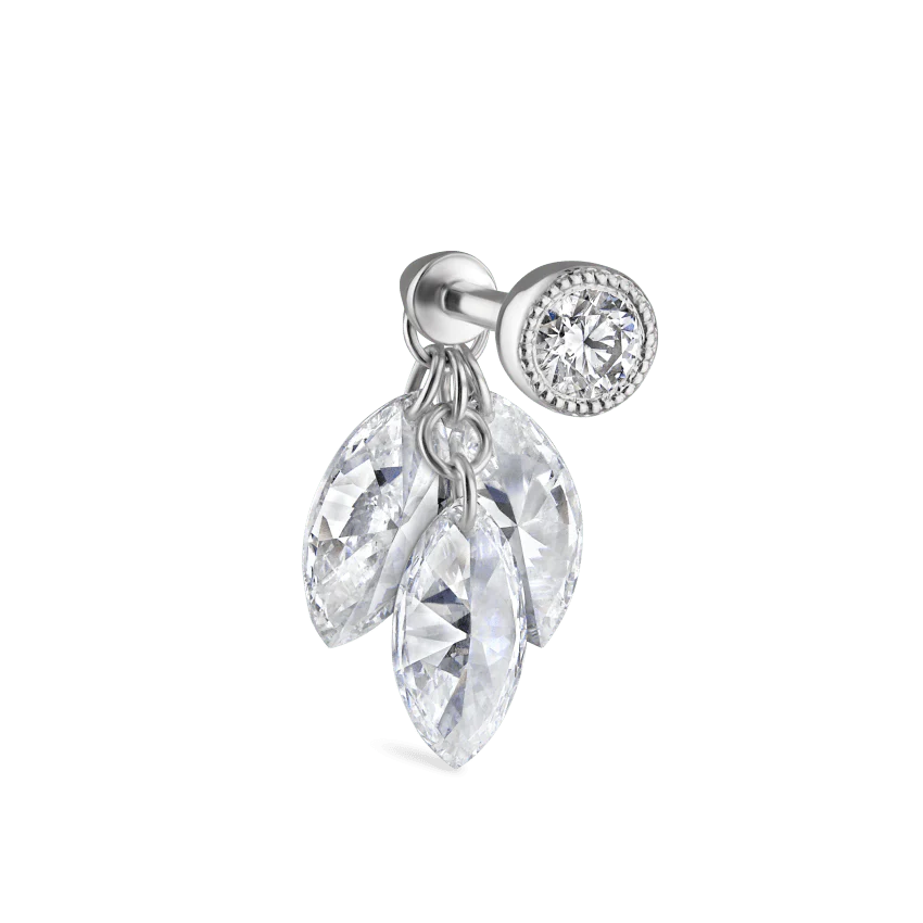 Floating Diamond Plume Threaded Charm Earring With Titanium Backing - Image 10