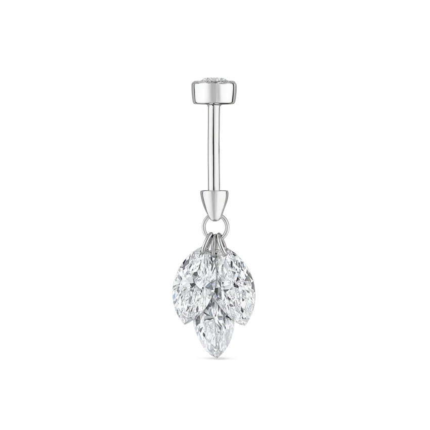 Floating Diamond Plume Threaded Charm Earring With Titanium Backing - Image 9