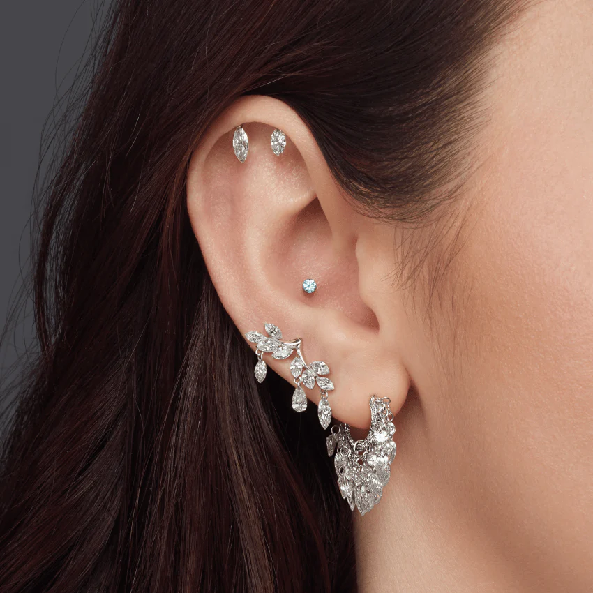 Floating Diamond Tassel Hoop Earring - Image 10