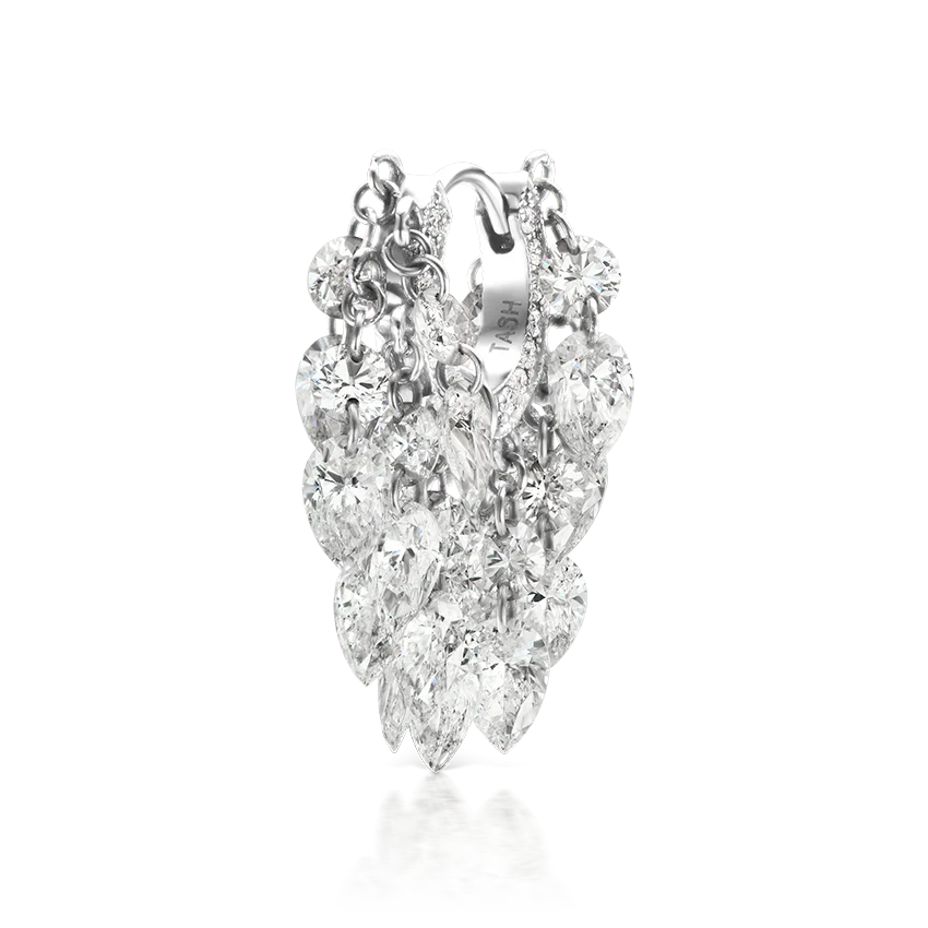 Floating Diamond Tassel Hoop Earring - Image 2
