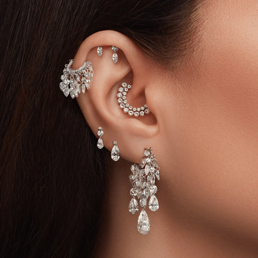 Floating Diamond Tassel Hoop Earring - Image 6