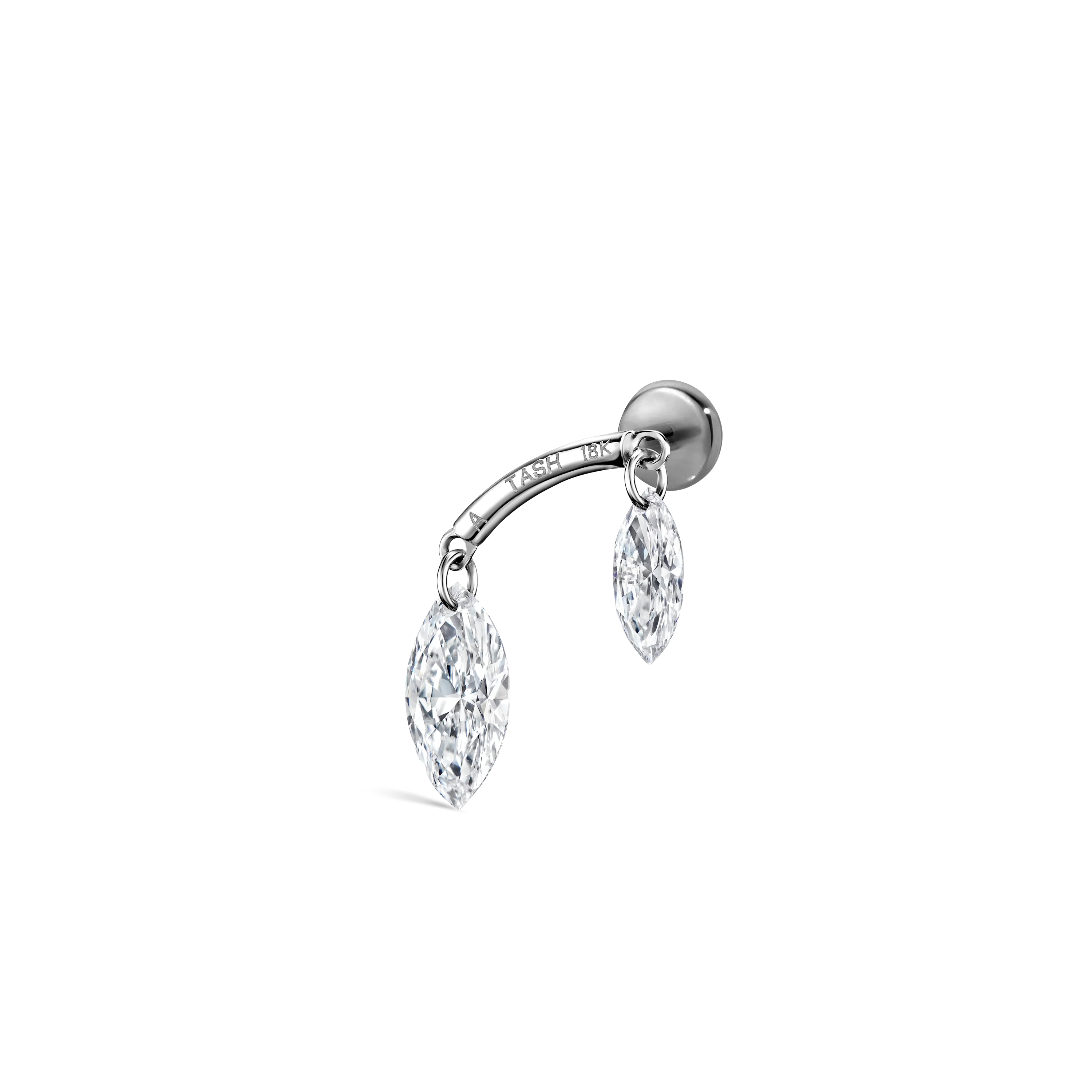 Floating Double Marquise Diamond Drape Threaded Stud Earring With Titanium Backing - Image 16