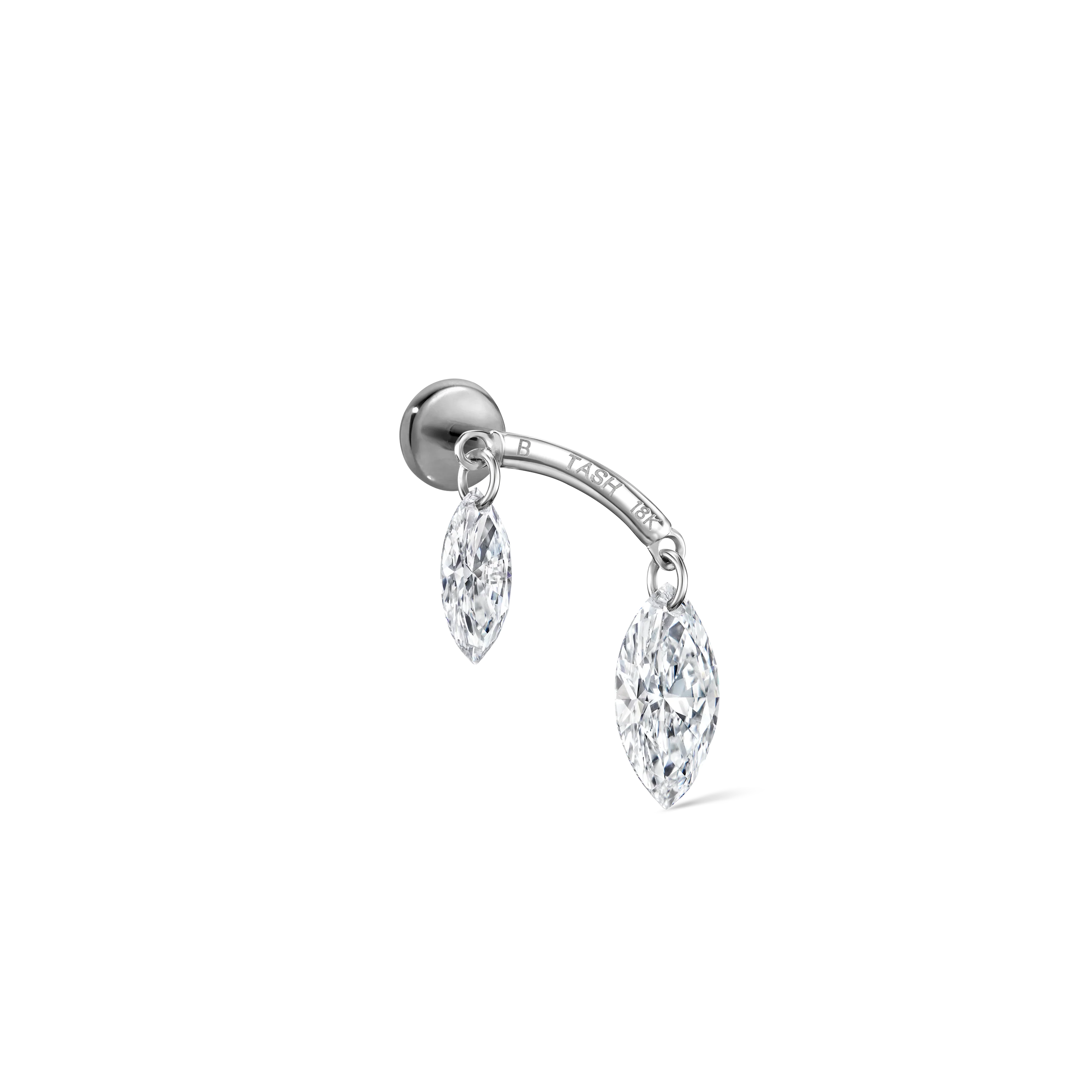 Floating Double Marquise Diamond Drape Threaded Stud Earring With Titanium Backing - Image 17