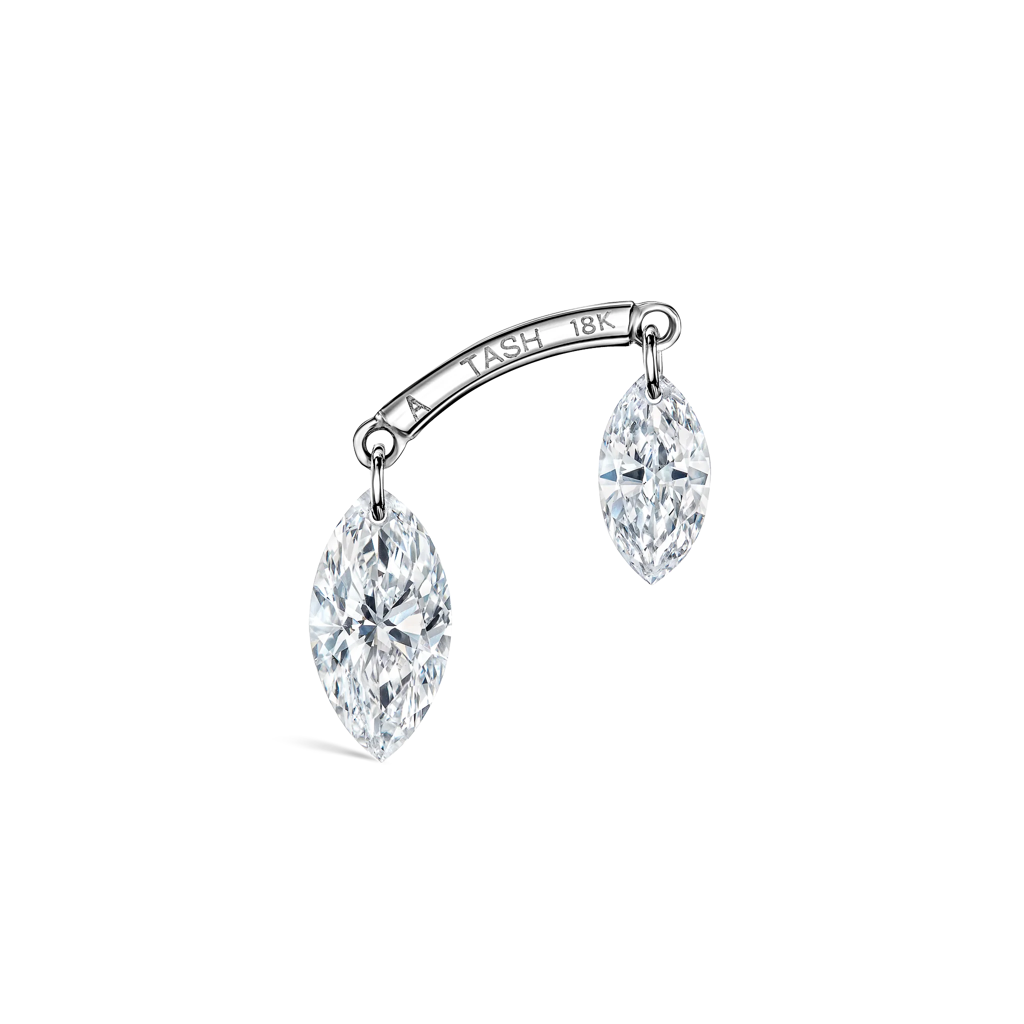 Floating Double Marquise Diamond Drape Threaded Stud Earring With Titanium Backing - Image 18