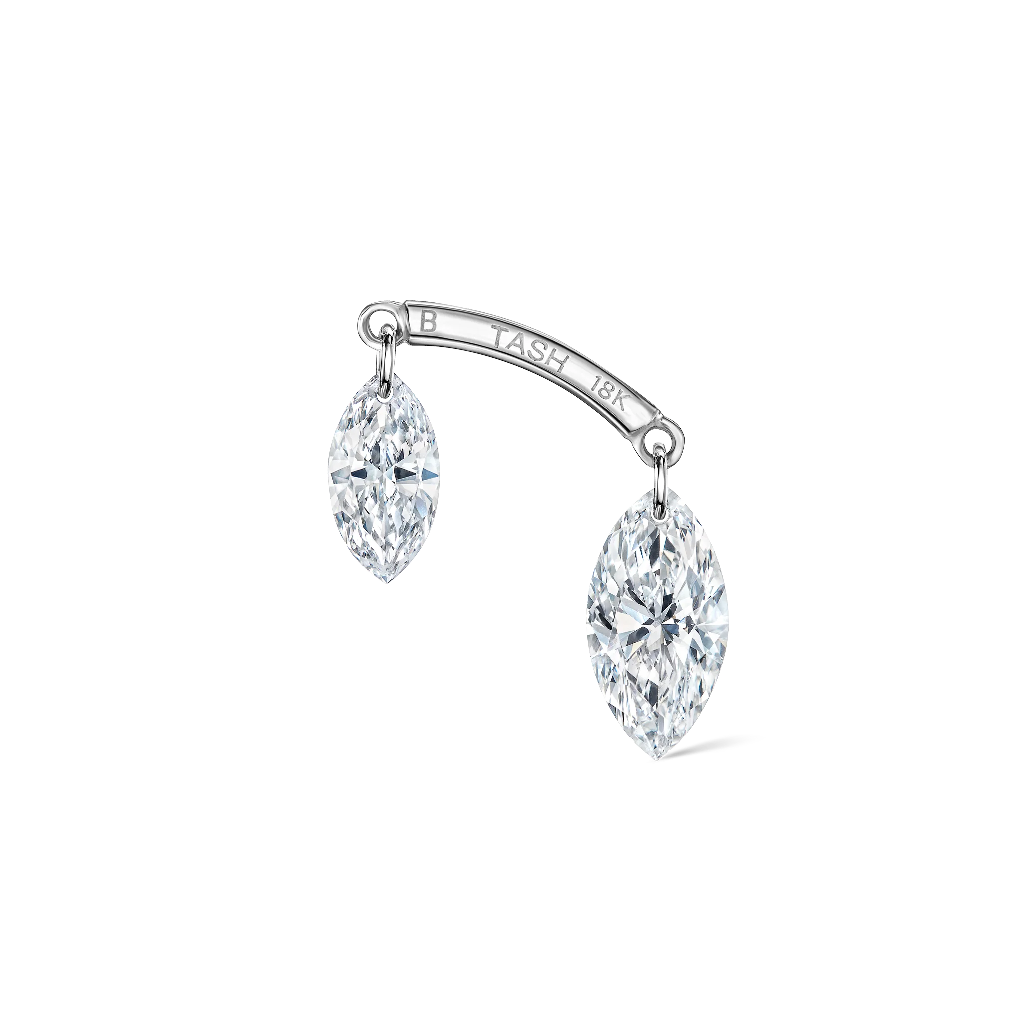 Floating Double Marquise Diamond Drape Threaded Stud Earring With Titanium Backing - Image 19