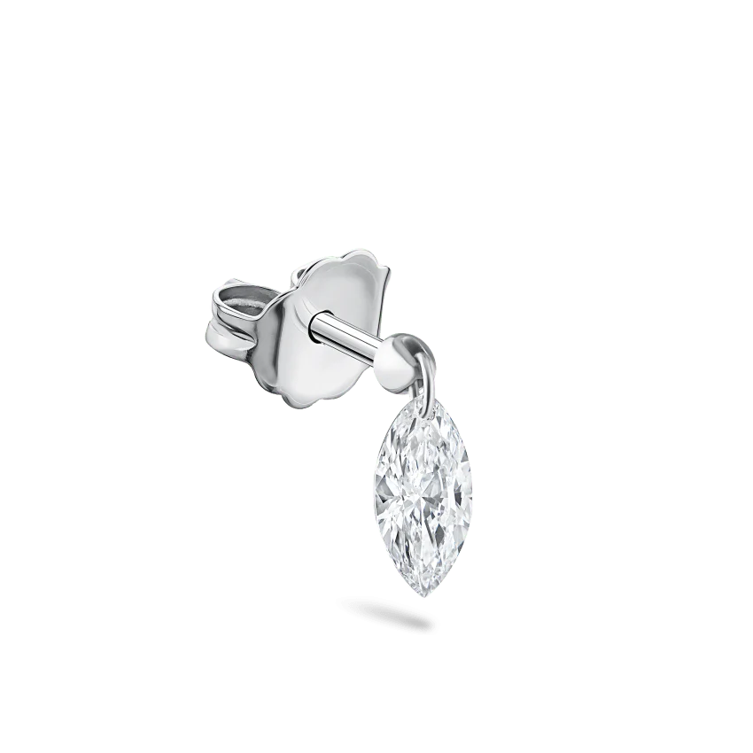 Floating Marquise Diamond Charm Stud Earring - Image 2