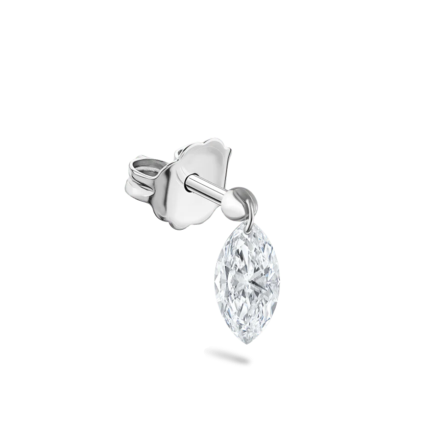 Floating Marquise Diamond Charm Stud Earring - Image 4