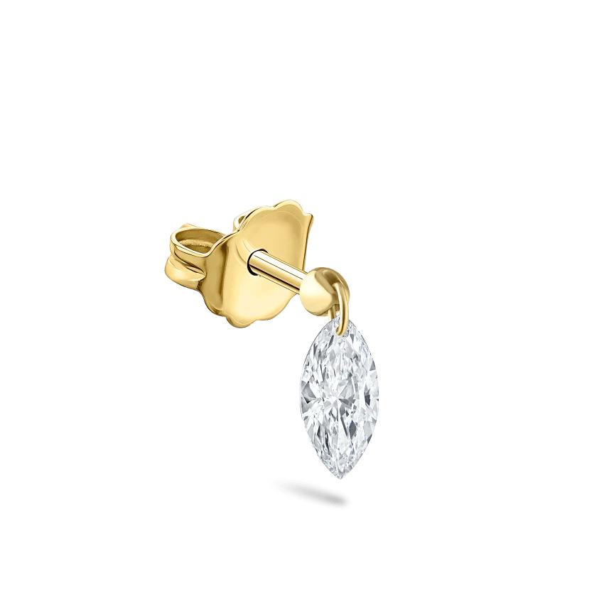 Floating Marquise Diamond Charm Stud Earring - Image 7