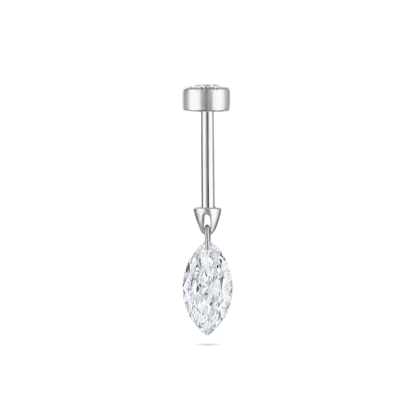 Floating Marquise Diamond Charm Threaded Stud Earring With Titanium Backing - Image 16