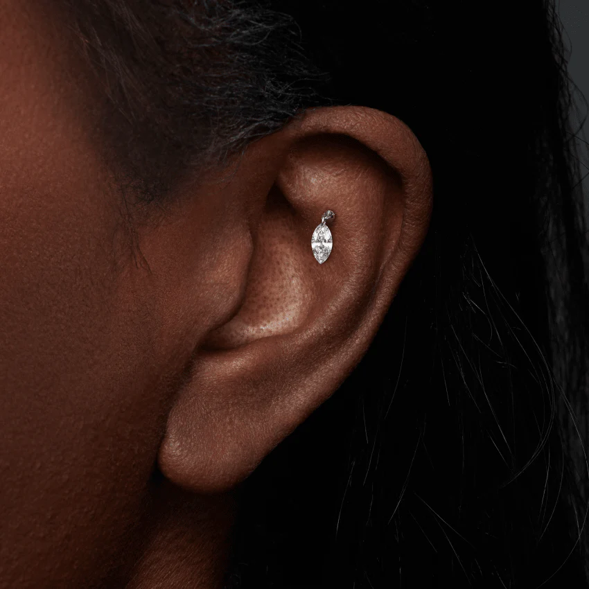 Floating Marquise Diamond Charm Threaded Stud Earring With Titanium Backing - Image 17