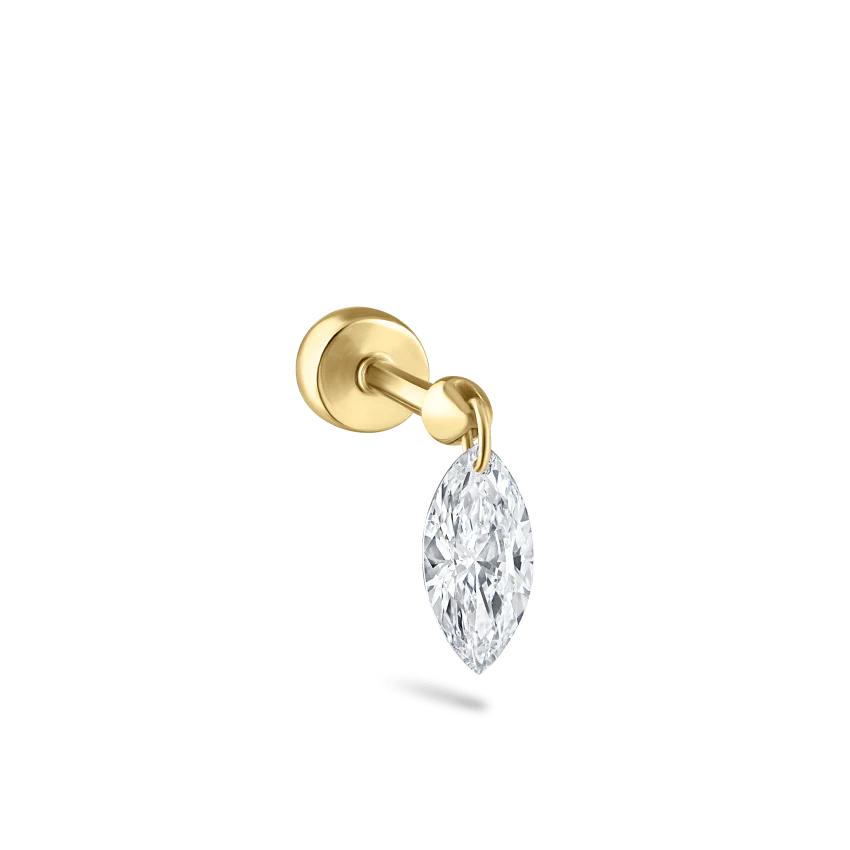 Floating Marquise Diamond Charm Threaded Stud Earring With Titanium Backing - Image 18