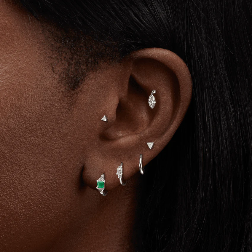 Floating Marquise Diamond Charm Threaded Stud Earring With Titanium Backing - Image 21