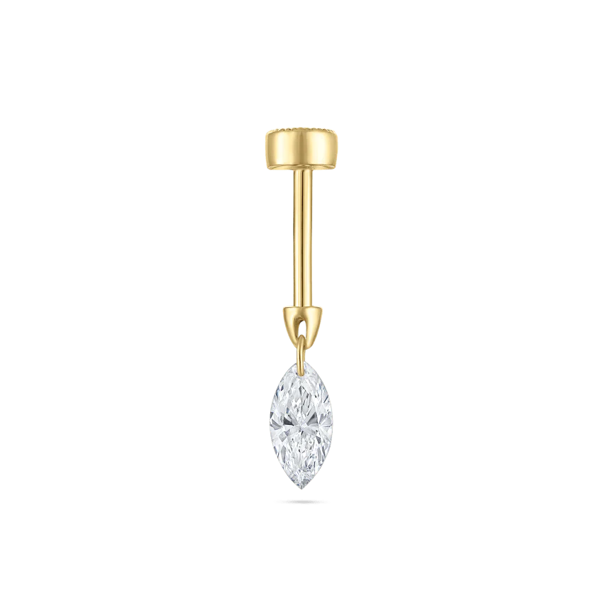 Floating Marquise Diamond Charm Threaded Stud Earring With Titanium Backing - Image 24