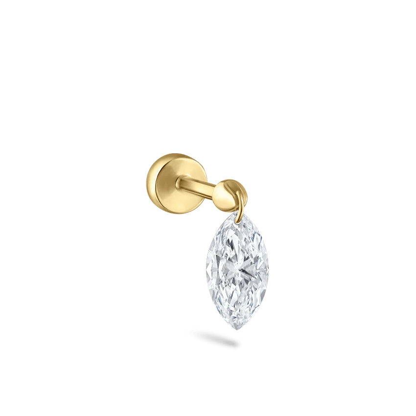 Floating Marquise Diamond Charm Threaded Stud Earring With Titanium Backing - Image 25