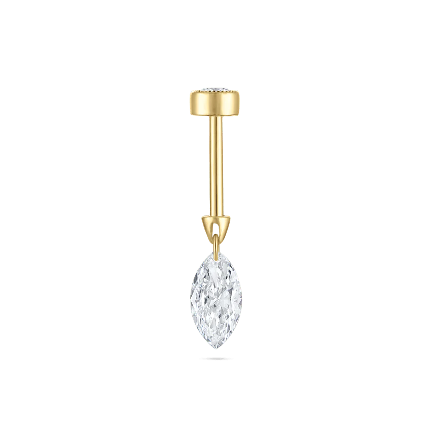 Floating Marquise Diamond Charm Threaded Stud Earring With Titanium Backing - Image 32