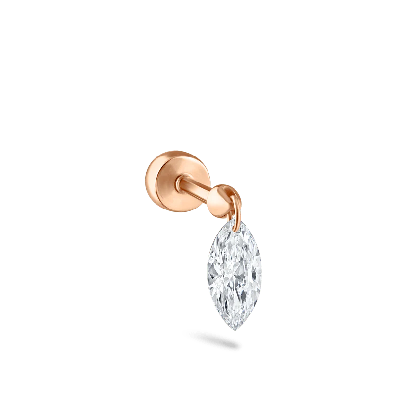 Floating Marquise Diamond Charm Threaded Stud Earring With Titanium Backing - Image 34