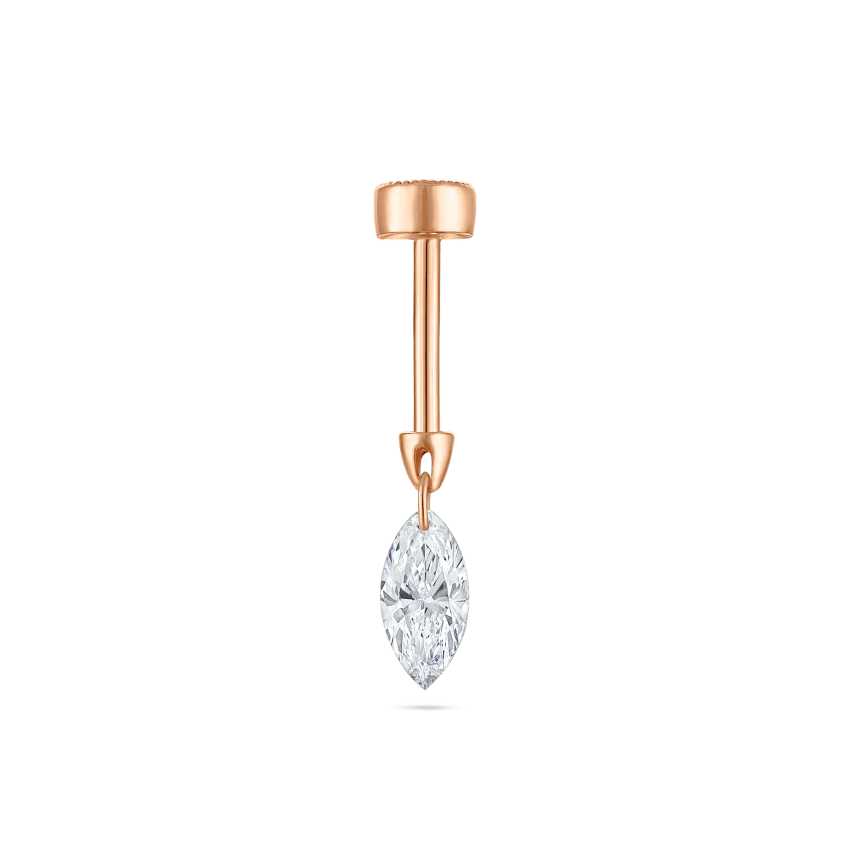 Floating Marquise Diamond Charm Threaded Stud Earring With Titanium Backing - Image 40
