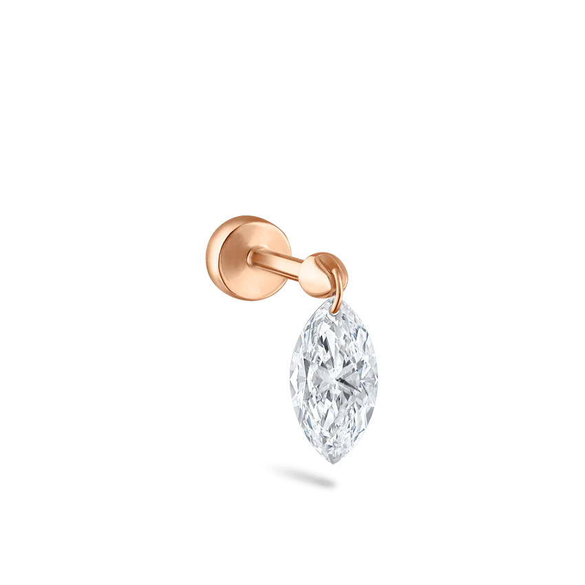 Floating Marquise Diamond Charm Threaded Stud Earring With Titanium Backing - Image 41