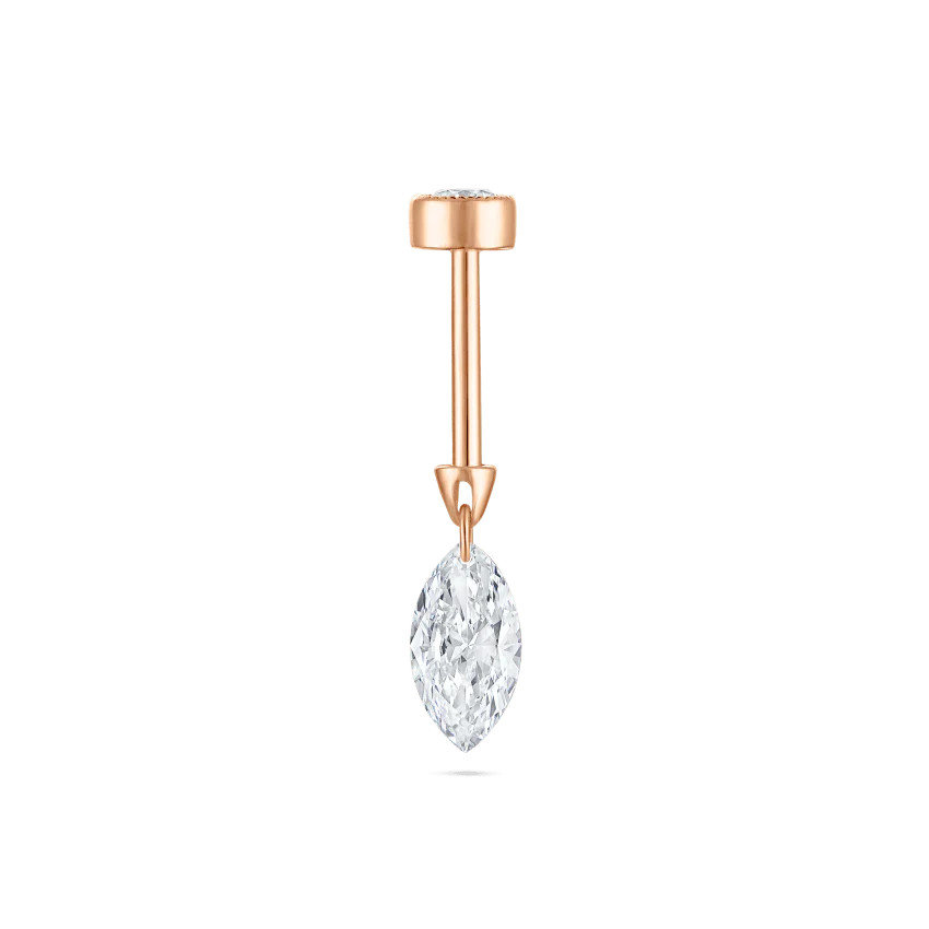 Floating Marquise Diamond Charm Threaded Stud Earring With Titanium Backing - Image 48
