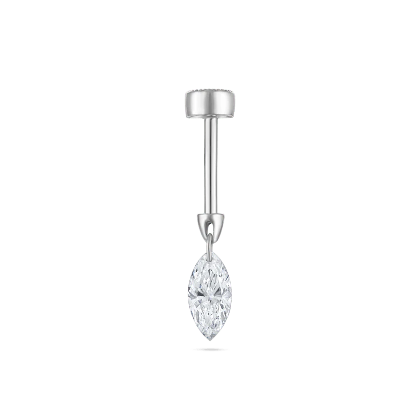 Floating Marquise Diamond Charm Threaded Stud Earring With Titanium Backing - Image 8