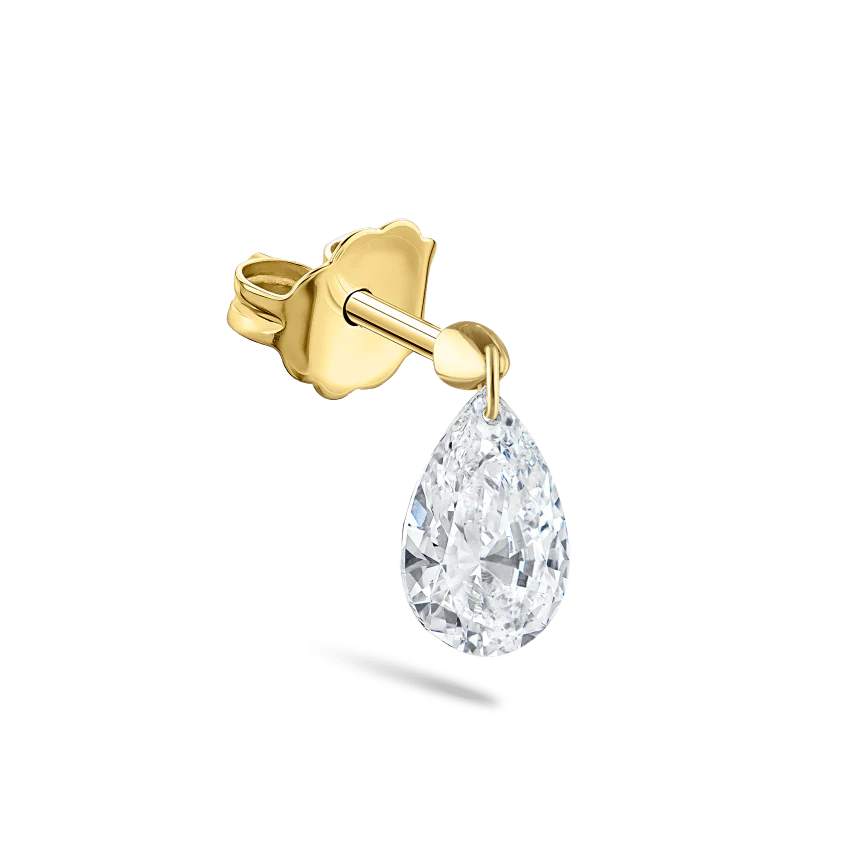 Floating Pear Diamond Charm Stud Earring - Image 21
