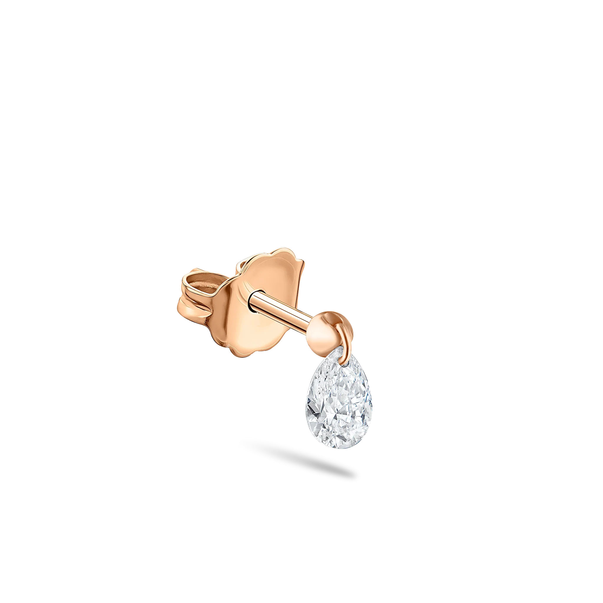 Floating Pear Diamond Charm Stud Earring - Image 35